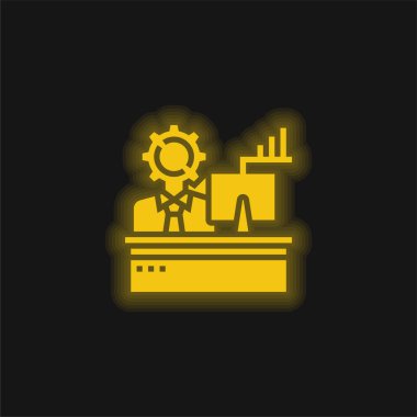 Analiz sarı parlak neon simgesi
