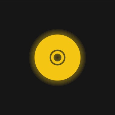 Siyah Kompakt Disk sarı parlayan neon simgesi