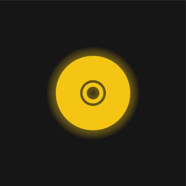 Siyah Kompakt Disk sarı parlayan neon simgesi