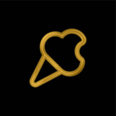 Isırılmış Dondurma Konisi Altın kaplama metalik simge veya logo vektörü