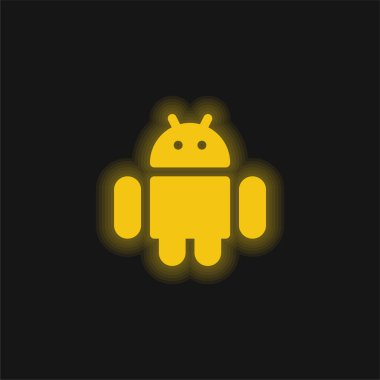 Android sarı parlak neon simgesi