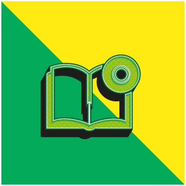 Book And Cd Green ve sarı 3d vektör simgesi logosu