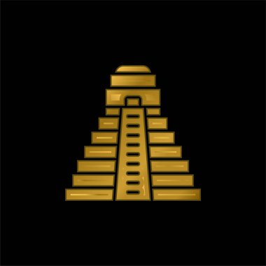 Aztek Piramit altın kaplama metalik simge veya logo vektörü