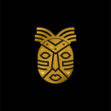 Afrika Maskeli Altın Kaplama Metal Simgesi veya logo Vektörü