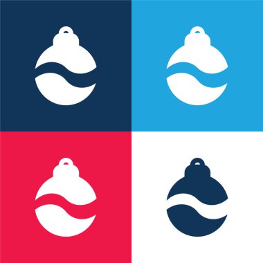 Bauble mavi ve kırmızı dört renk en düşük simge kümesi