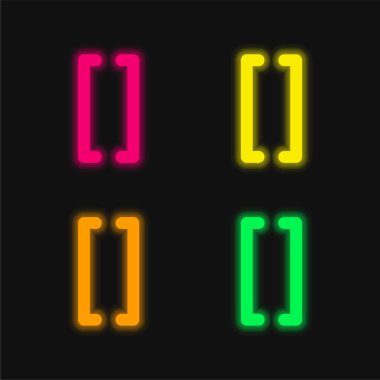 Brackets Grouping Symbol four color glowing neon vector icon clipart