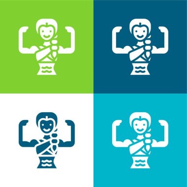 Bodybuilding Flat four color minimal icon set