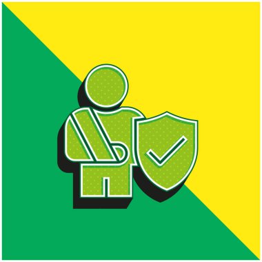 Kaza Yeşil ve Sarı Modern 3D vektör simgesi logosu
