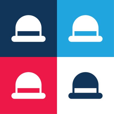 Bowler blue and red four color minimal icon set clipart
