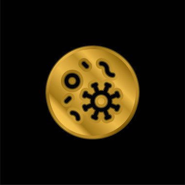 Bakteri altın kaplama metalik simge veya logo vektörü