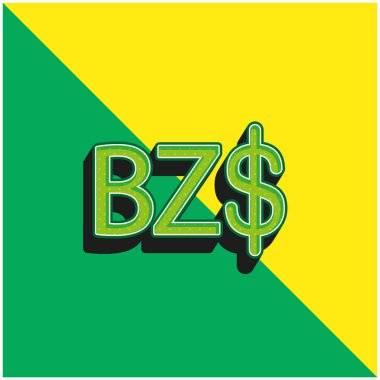 Belize Dolar Sembolü Yeşil ve Sarı 3D vektör simgesi logosu