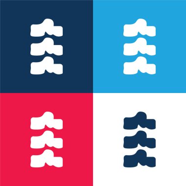 Anatomic Spine blue and red four color minimal icon set clipart