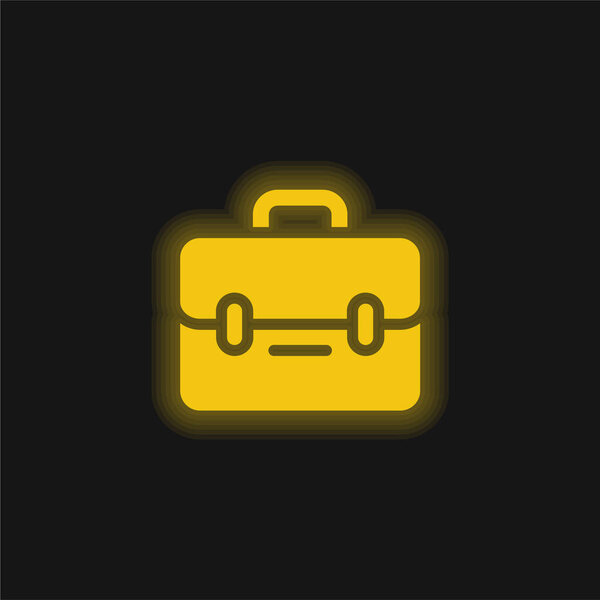 Briefcase Amarelo Brilhante Ícone Néon — Vetor de Stock