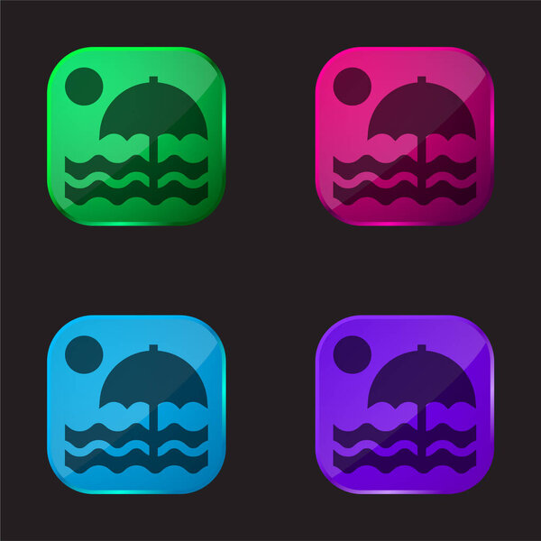 Пляж четырехцветная кнопка