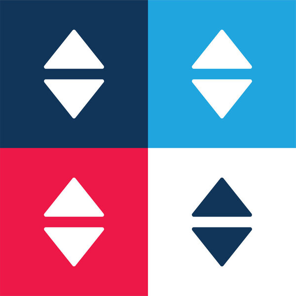 Arrows Up And Down Filled Triangles blue and red four color minimal icon set