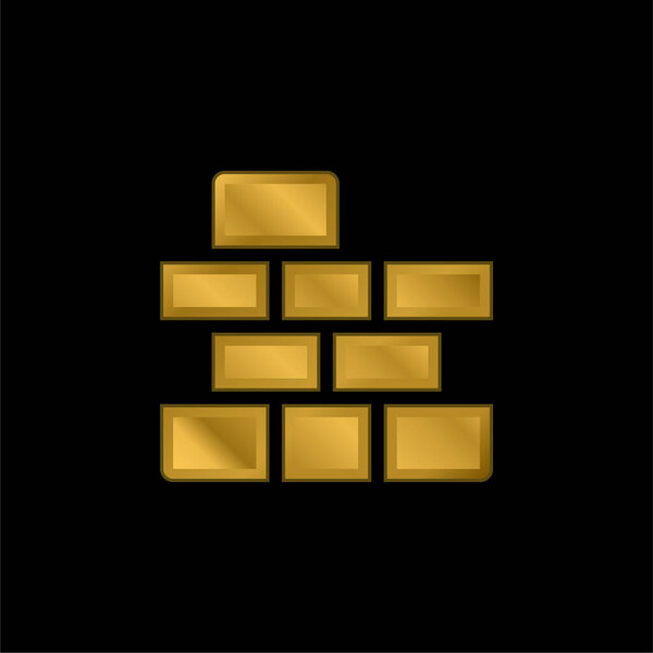 Позолоченная кирпичная стена, металлическая икона или вектор логотипа