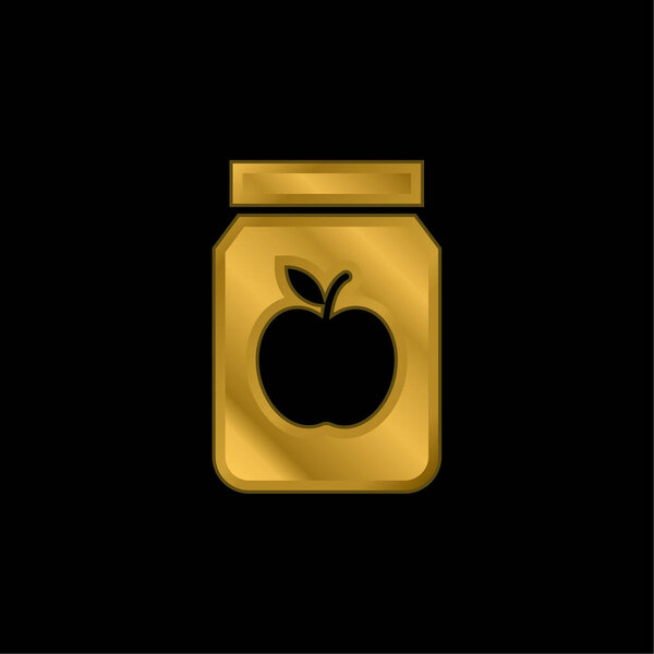 Apple Jam gold plated metalic icon or logo vector