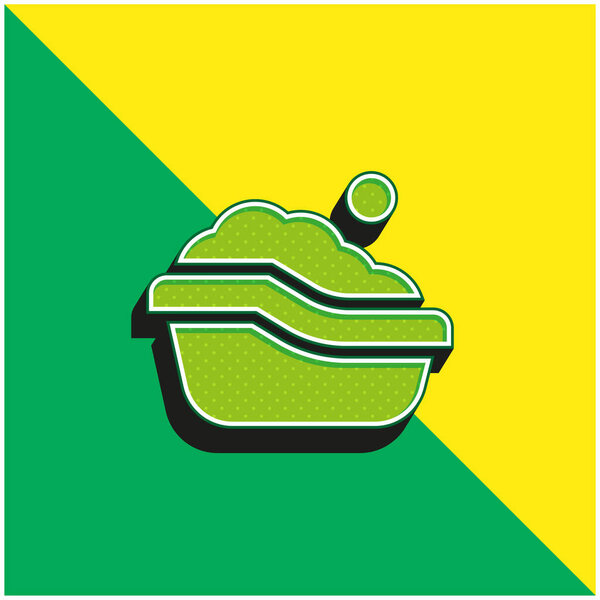 Baby Bath Tub Green and yellow modern 3d vector icon logo
