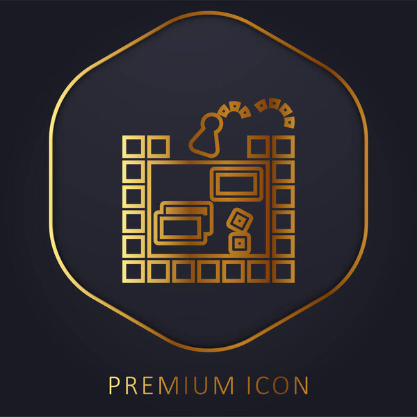 Board Game golden line premium logo or icon