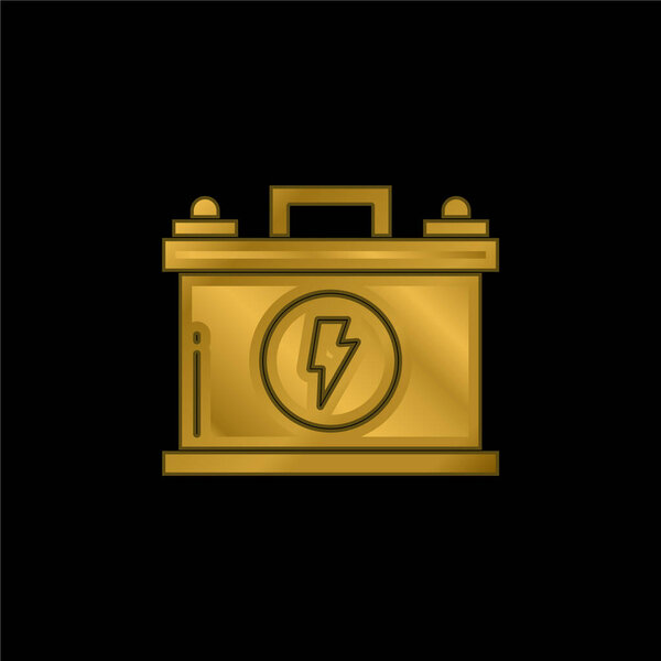 Battery gold plated metalic icon or logo vector