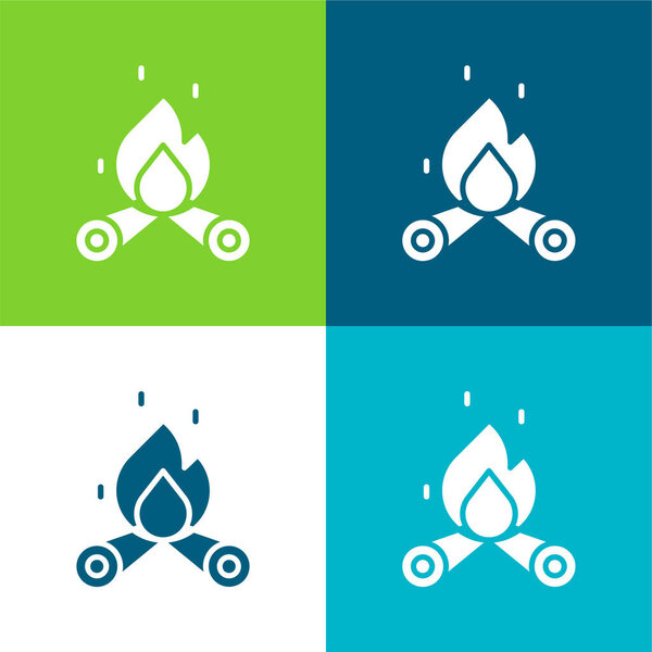 Bonfire Flat four color minimal icon set