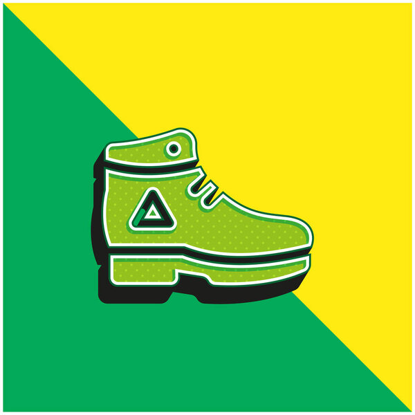 Boot Green and yellow modern 3d vector icon logo