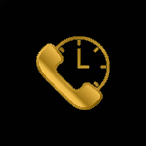 Hours Gold Plated Metalic Icon Logo Vector — Stock Vector