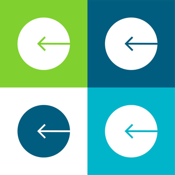 Стрелка, указывающая на левую круговую кнопку Плоский четырехцветный минимальный набор значков