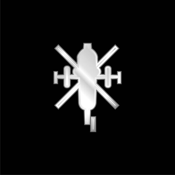 Army Helicopter Bottom View silver plated metallic icon
