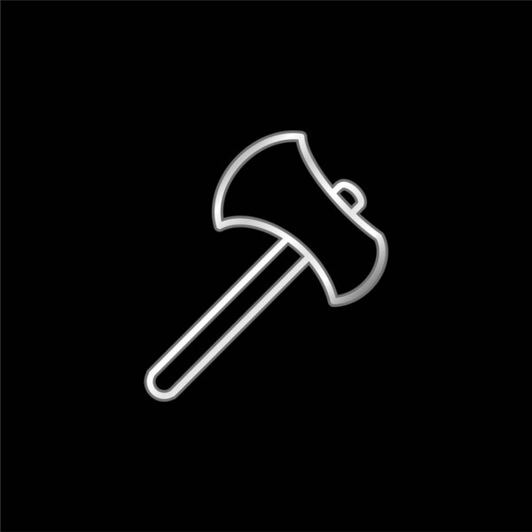 Axe Tool Outline silver plated metallic icon