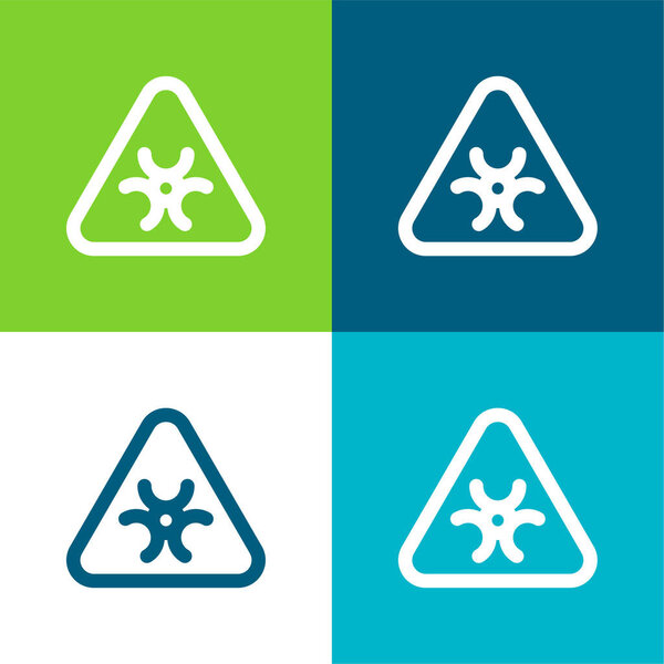 Биологическая опасность Плоский четырехцветный минимальный набор значков