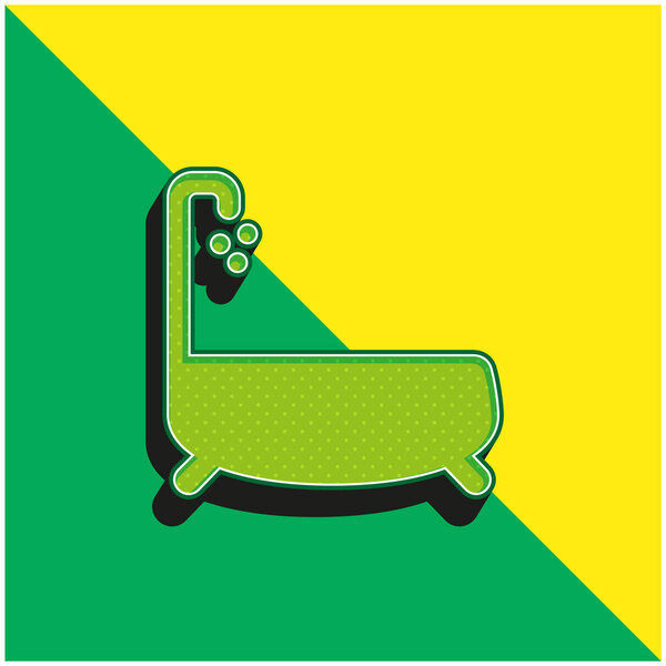 Bathtub With Water Dropping Green and yellow modern 3d vector icon logo