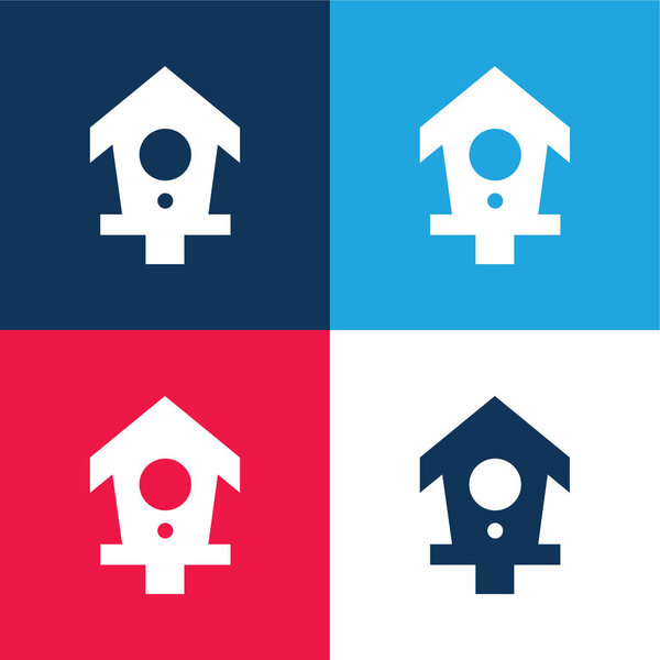 Дом синий и красный четыре цвета минимальный набор значков