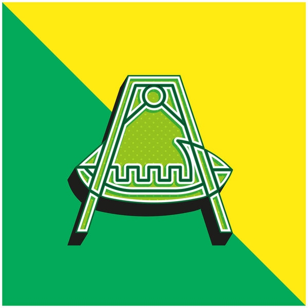 Лодка Зеленый и желтый современный трехмерный векторный логотип