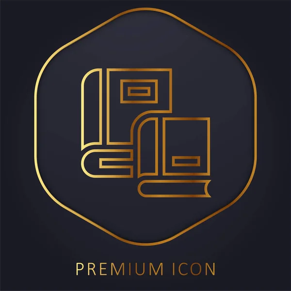 Libro Línea Oro Logotipo Premium Icono — Archivo Imágenes Vectoriales