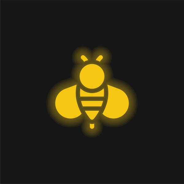 Bee yellow glowing neon icon