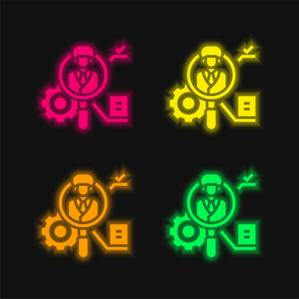 Applicant four color glowing neon vector icon