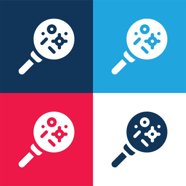 Bacteria blue and red four color minimal icon set