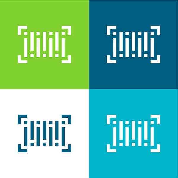 Barcode Flat four color minimal icon set