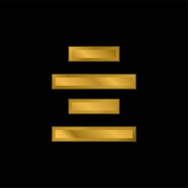 Align Center gold plated metalic icon or logo vector