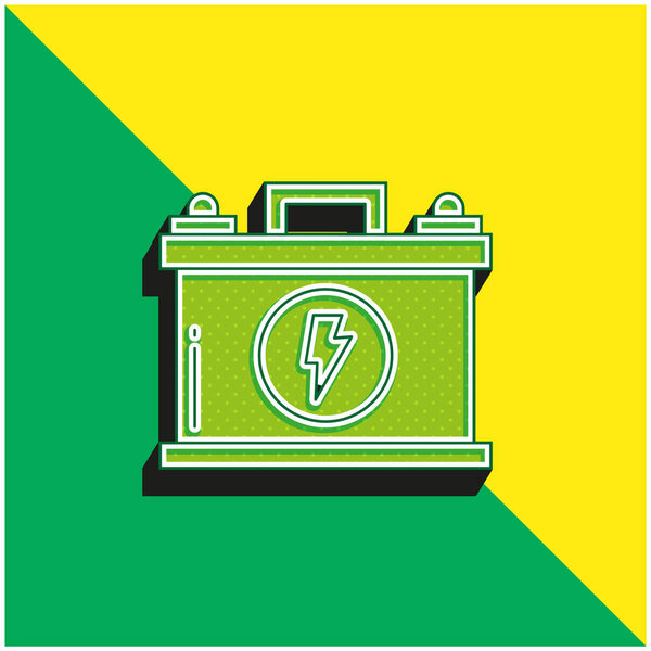 Батарея Зеленый и желтый современный 3d логотип вектора