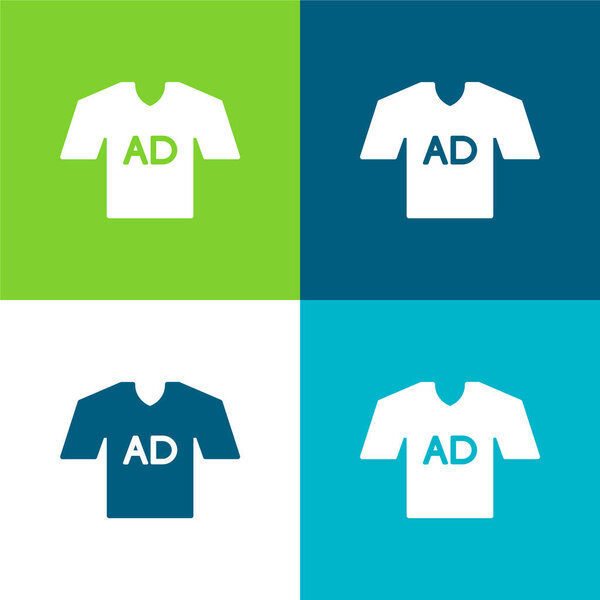 AD T Shirt Flat four color minimal icon set