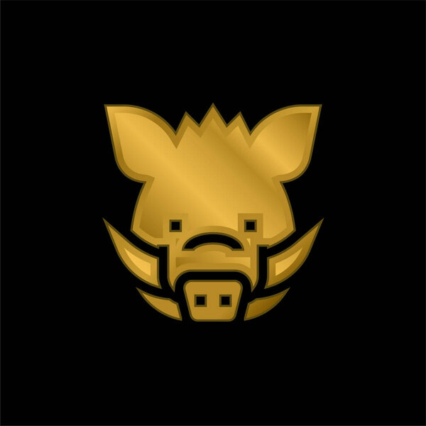 Кабан позолоченный металлический значок или вектор логотипа