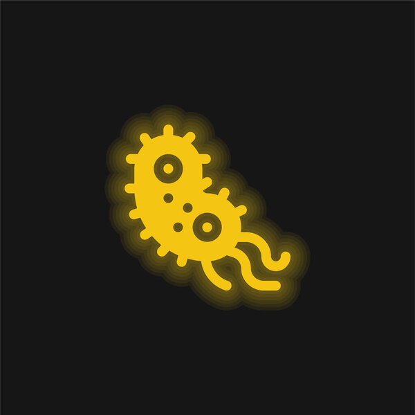 Bacteria yellow glowing neon icon
