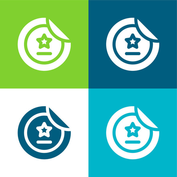 Badge Flat four color minimal icon set