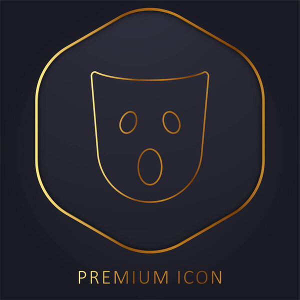Astonishment Mask golden line premium logo or icon