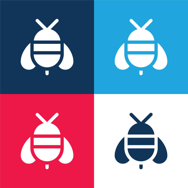 Пчелиный синий и красный четыре цвета минимальный набор значков