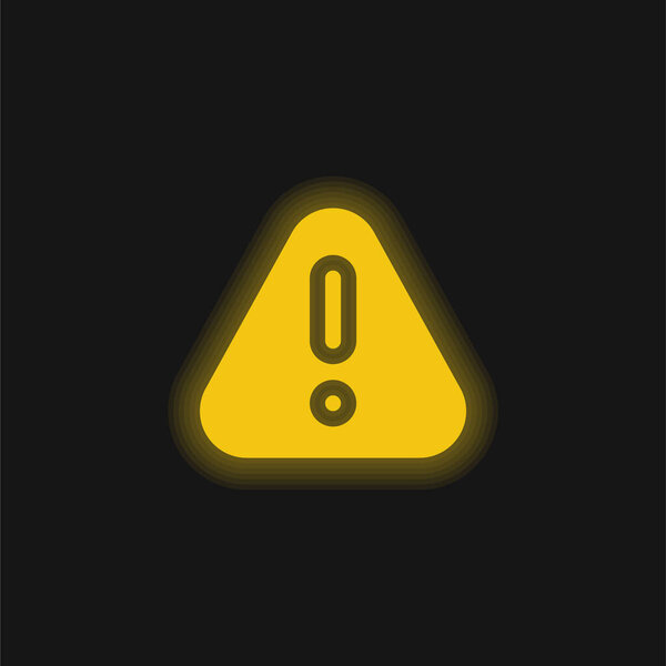 Внимание желтый светящийся неоновый значок