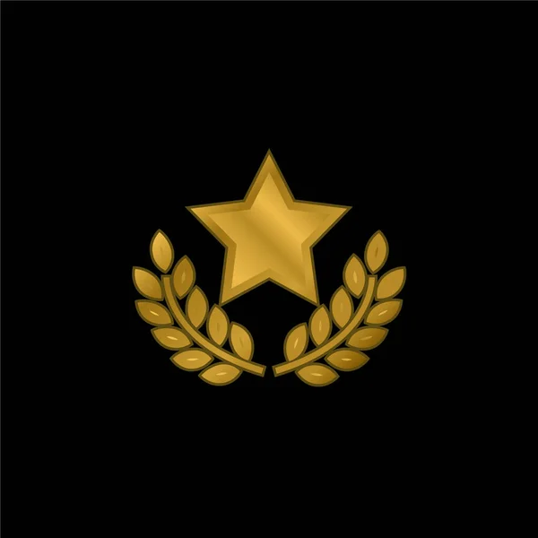 Award Star Olive Branches Gold Plated Metalic Icon Logo Vector — Stock Vector