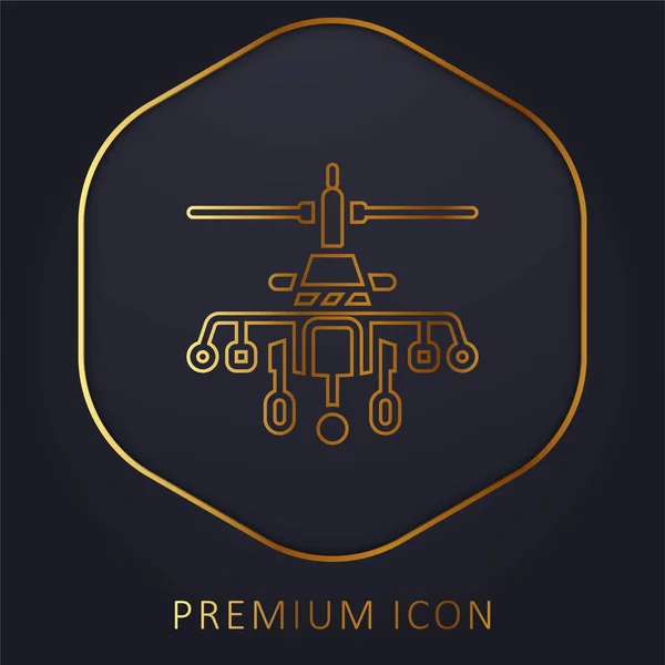 Leger Helikopter Gouden Lijn Premium Logo Pictogram — Stockvector